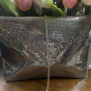 Whiting and Davis Silver Chainmail Evening Clutch shoulder bag